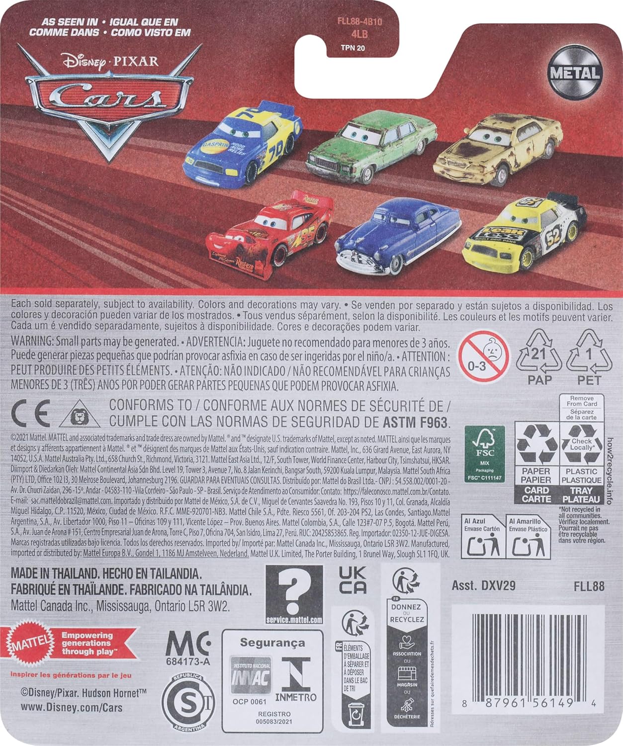 Disney Pixar Cars - Vehículo de fibra fundida a presión