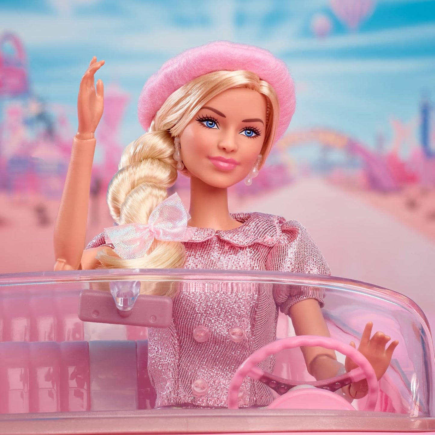 Barbie The Movie Doll, Margot Robbie as, Collectible Doll Wearing Pink Blouse & Skirt Tutu Outfit, With Styled Hair & Matching Jewelry, JBJ53