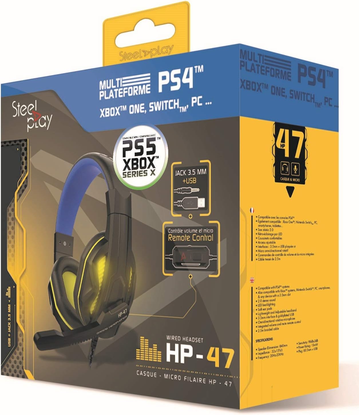 Casque Gaming Steelplay HP47 RGB (Noir/Bleu