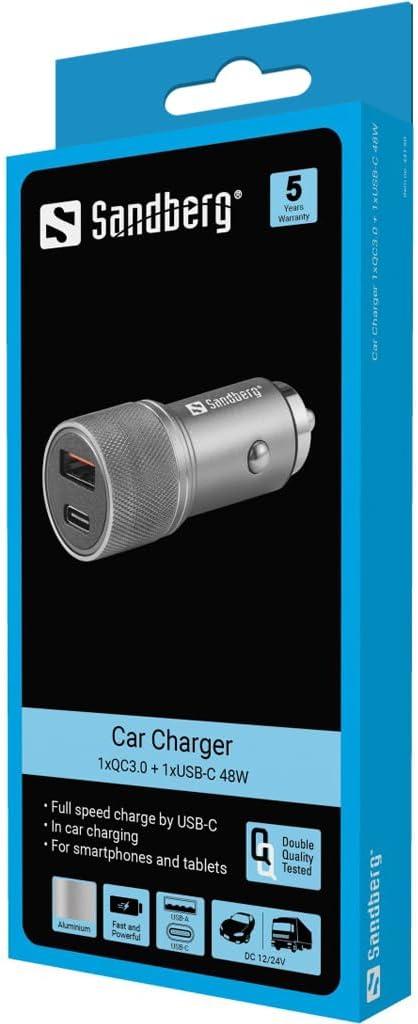 Sandberg - Car Charger 1Xqc3.0+1Xusbc 48W