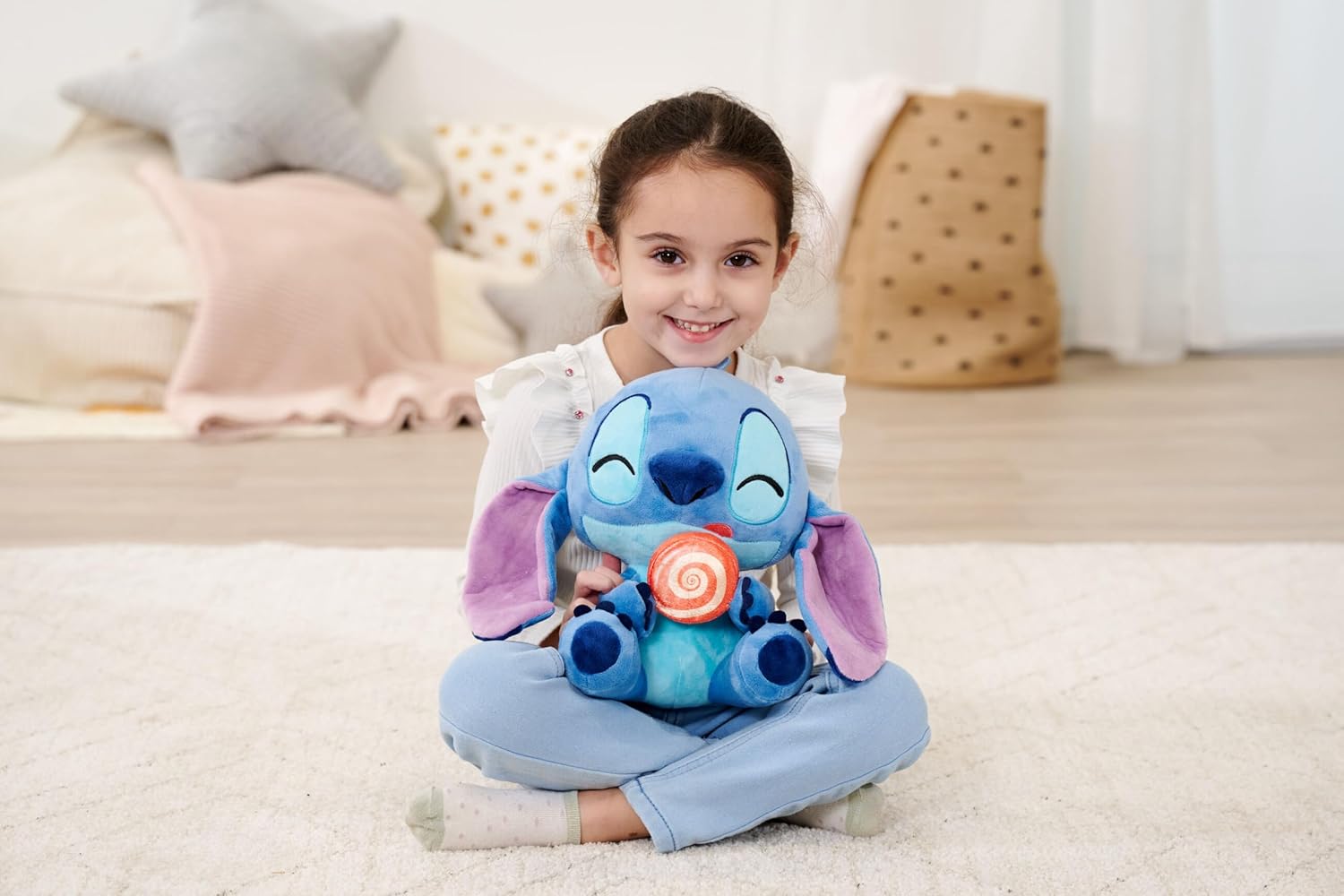 Disney Stitch with Lollipop, 25 cm Plush Figure, Suitable from the First Months of Life