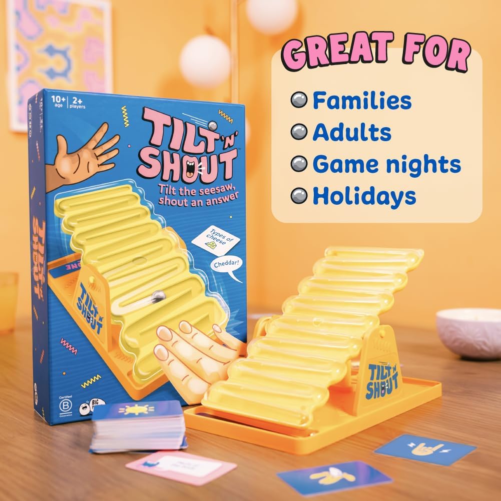 Big Potato Tilt 'n' Shout – Fast-Paced Family Party Game with 150 Unique Categories, Interactive Marble-Run Timer, Perfect for Game Nights, Kids and Adults