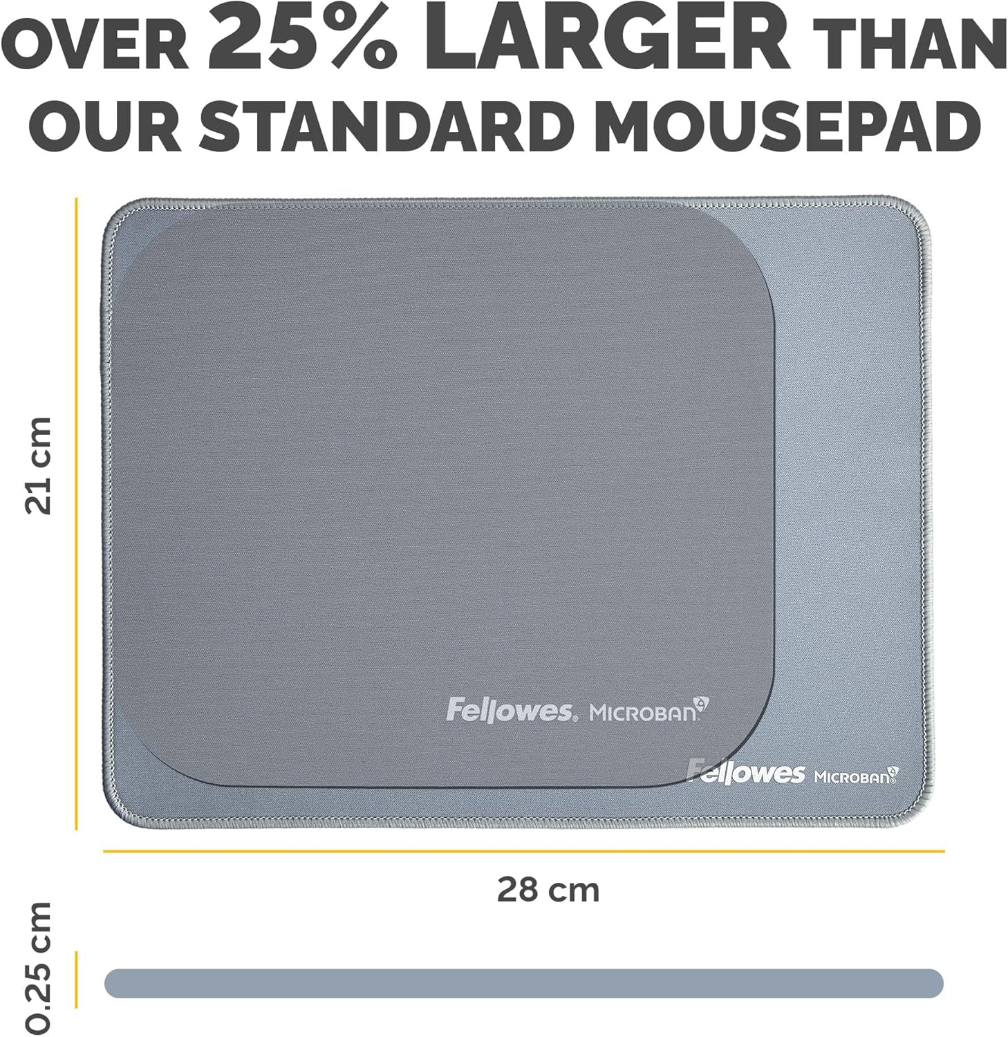 Fellowes Extra-Large Ergonomic Mousepad Marine – Non-Slip Rubber Base, Durable Stitched Edges, Microban Protection, Eco-Friendly, and Optimized for Optical & Laser Mice