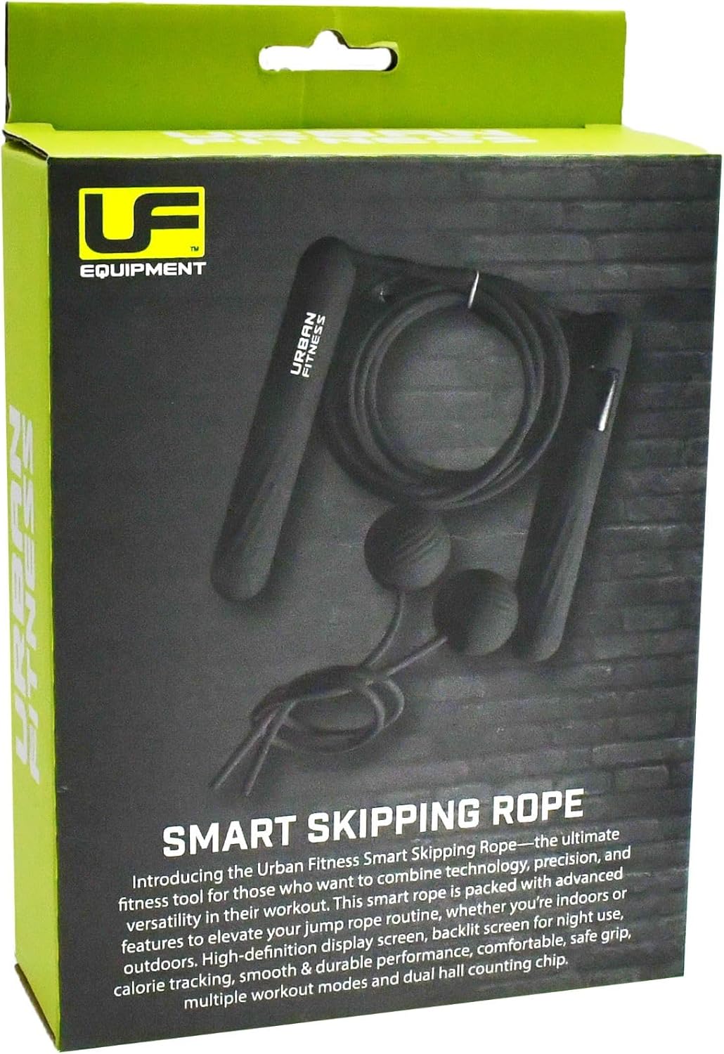Urban Fitness Smart Skipping Rope with Digital LCD Screen Dual Hall Sensors Weighted Cordless Mode, Crossfit Jumping, Silicone Grip Adjustable 3m Cable