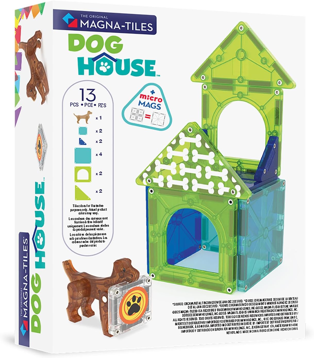MAGNA-TILES Hundehütte 13-teiliges Magnetbauset - Die Original Magnetbaumarke