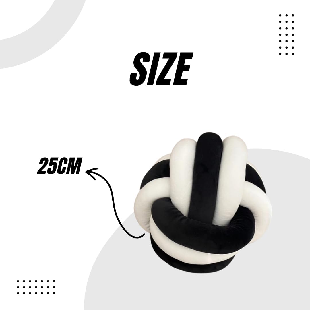 Playlearn Large Soft Cuddle Ball For Kids, 25cm, Sensory Stress Release Toy- Perfect for Managing Stress, Anxiety, Sensory Issues - Black and white