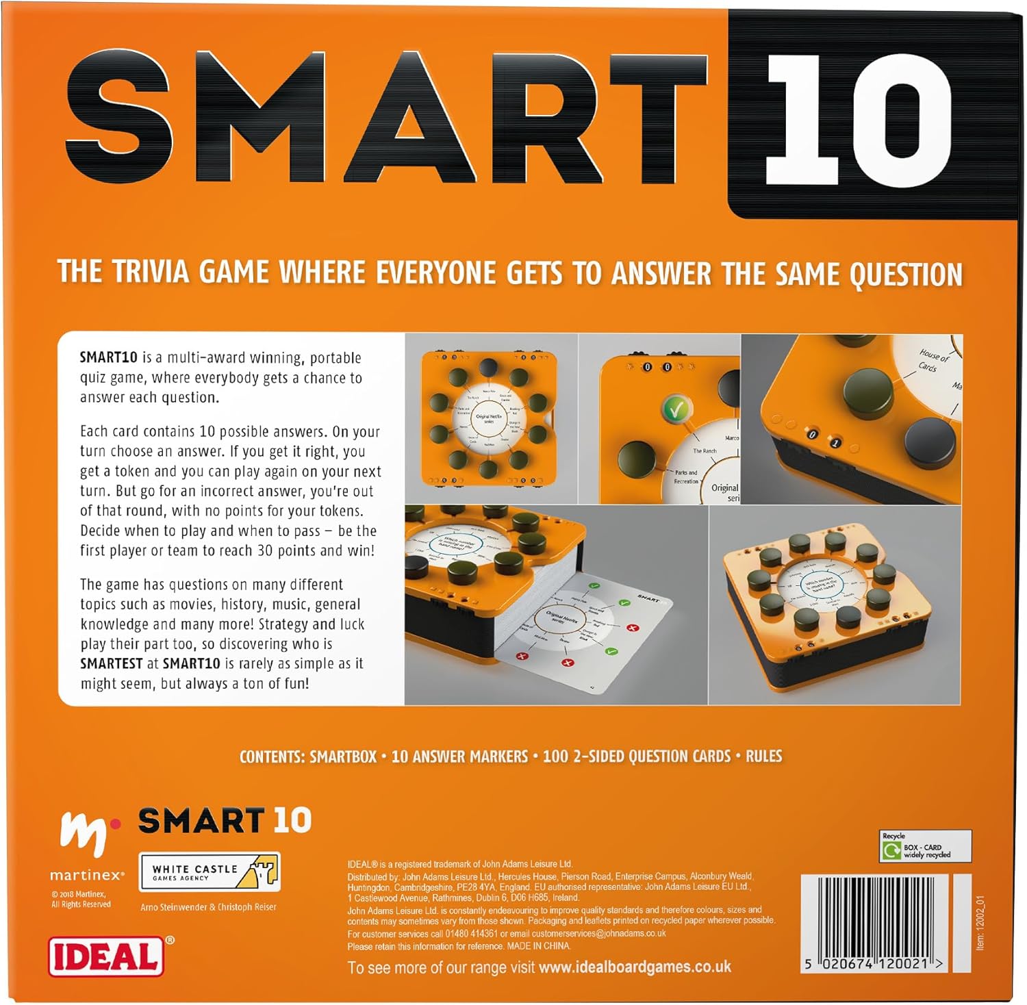 Smart 10 (UK Version) | The Play and Pass Trivia Game | Family Quiz Game | For Quiz Lovers | Ages 10+