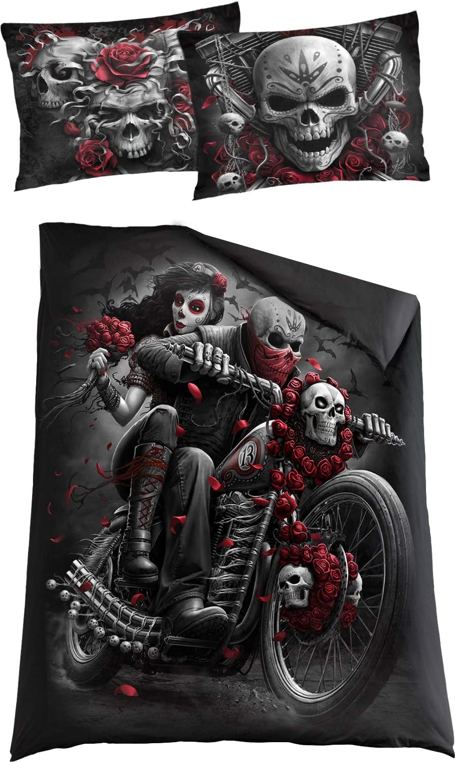 Spiral - Skulls N' Roses - Single Duvet Cover + UK And EU Pillow case - L