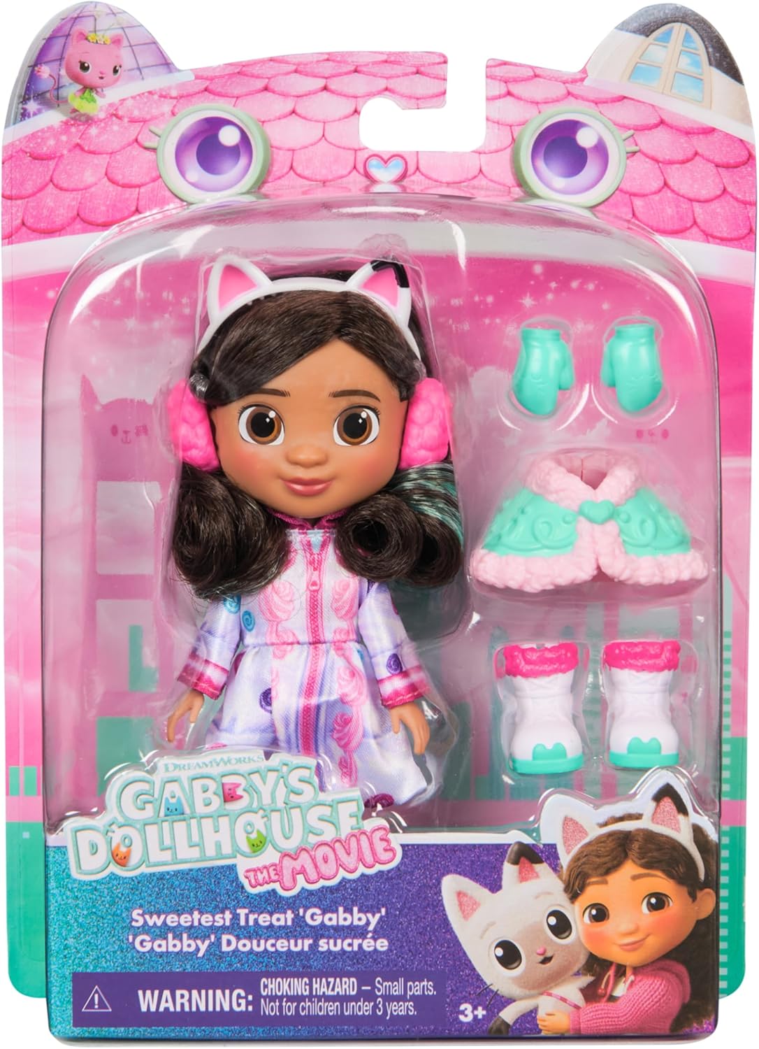 Gabby's Dollhouse: The Movie, Sweetest Treat Gabby, 15-cm Doll, Confection-Themed Snow Gear and Accessories, Kids Toys for Girls and Boys Ages 3 and Up