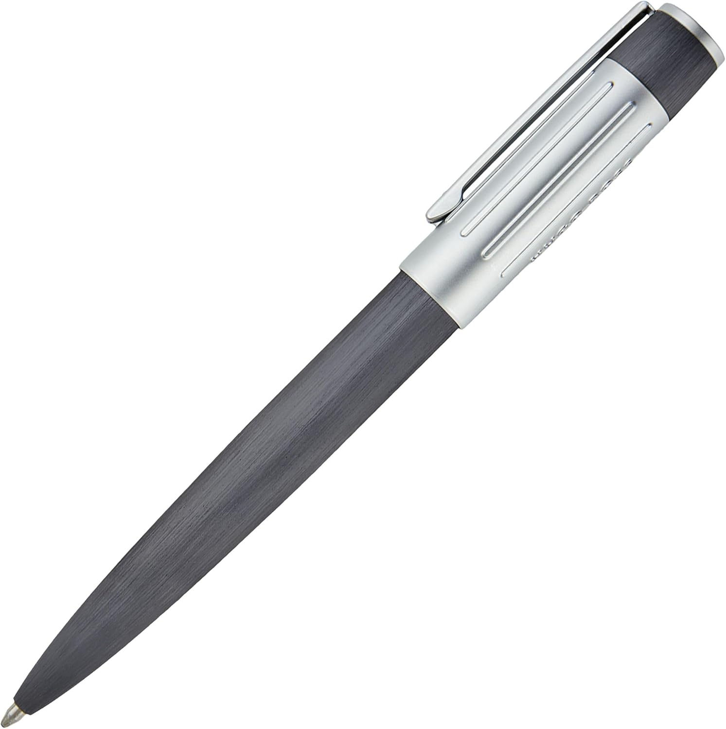 Hugo Boss Gear Ribs HSV3064D Brass and Aluminium Ballpoint Pen Gun Length: 13.8 cm Blue