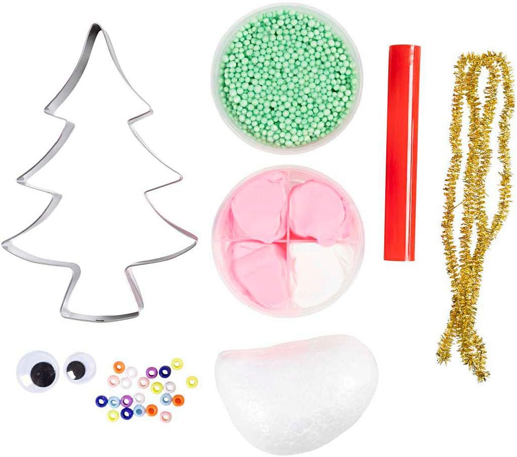 Creativ Company 977829 Christmas Tree Monster Modelling Decoration Mini Craft Set, Assorted