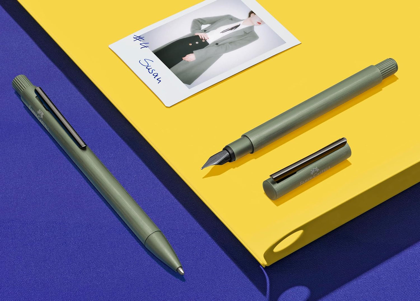Faber-Castell Neo Slim Auminium F Fountain Pen - Olive Green