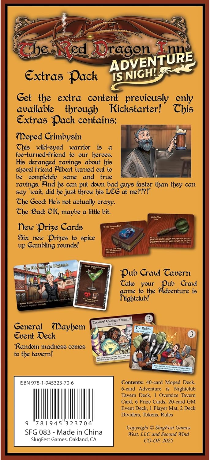 The Red Dragon Inn: Adventure is Nigh Extras Pack - Expansion Fantasy Board Game, New Character, Tavern & More, Ages 14+, 2-4 Players