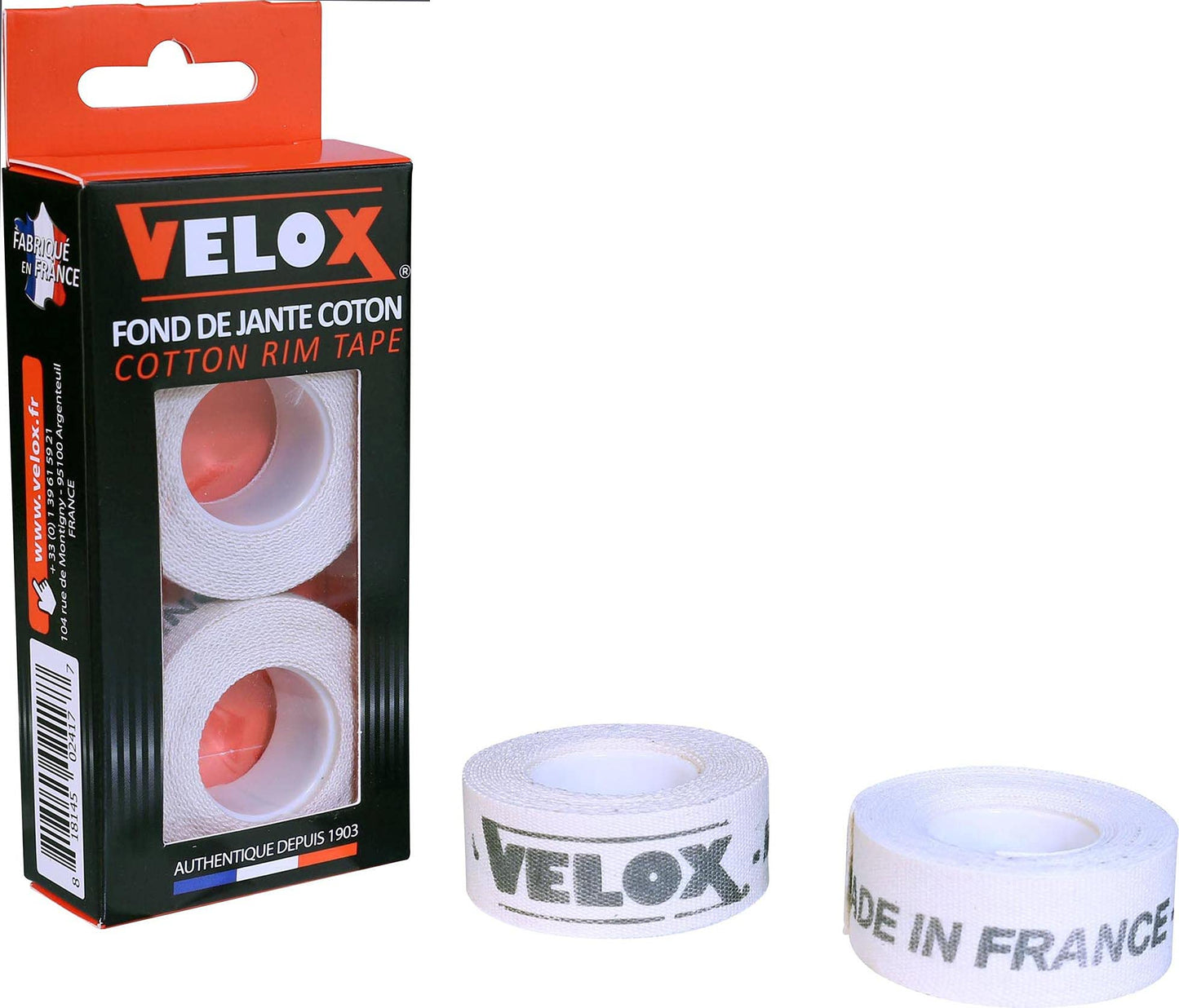 Velox Unisex Deluxe Cotton Rim Tape, White, 19mm Pair UK