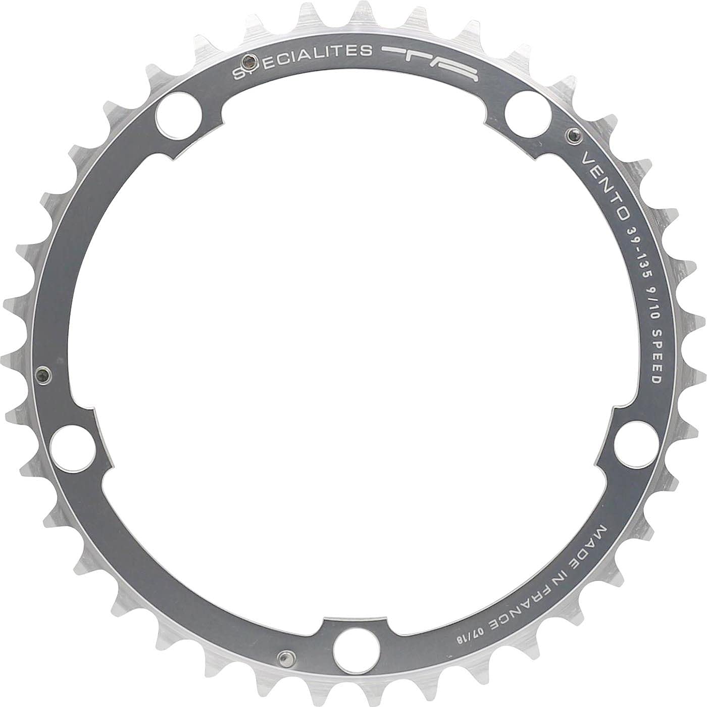 Spécialités TA Vento 135pcd Campagnolo 9/10 Speed Chainring, Silver, 39T Middle