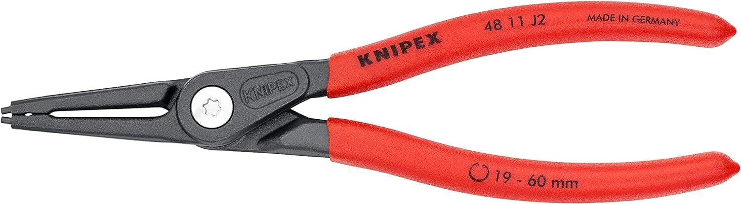 Knipex Precision Circlip Pliers for internal circlips in bore holes grey atramentized, with non-slip plastic coating 180 mm 48 11 J2