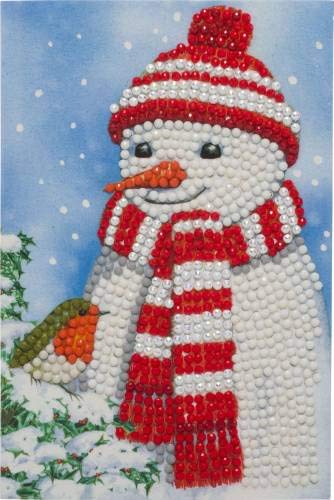 Cosy Snowman 10x15cm Crystal Art Card