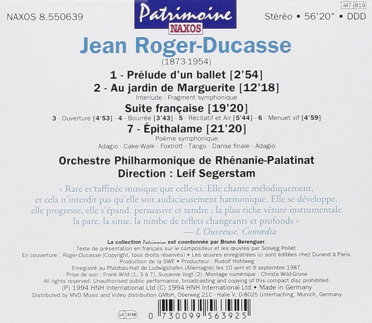 Jean Roger-Ducasse: Prélude D'un Ballet/...
