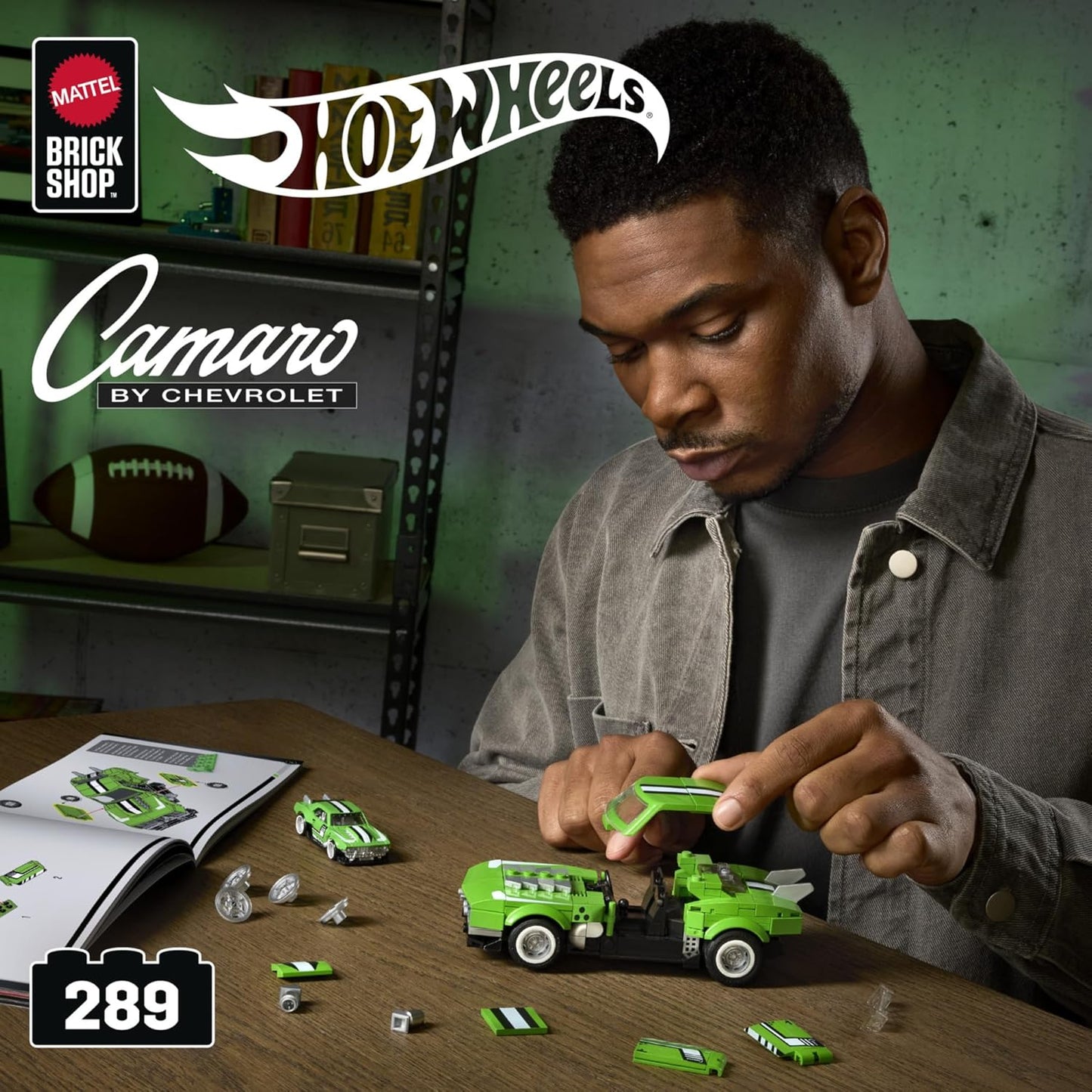 Mattel Brick Shop Hot Wheels Speed Series Building Set, Custom ’68 Camaro with 289 Pieces, Realistic Details and Custom Decals, Adult Collectors and Kids Ages 10+, JFT16