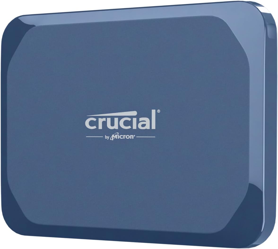 Crucial X10 1TB External Portable SSD Drive - Up to 2100MB/s, USB-C 3.2 Gen2, IP65 Water and Dust Resistant, External Solid State Drive, Matte Blue