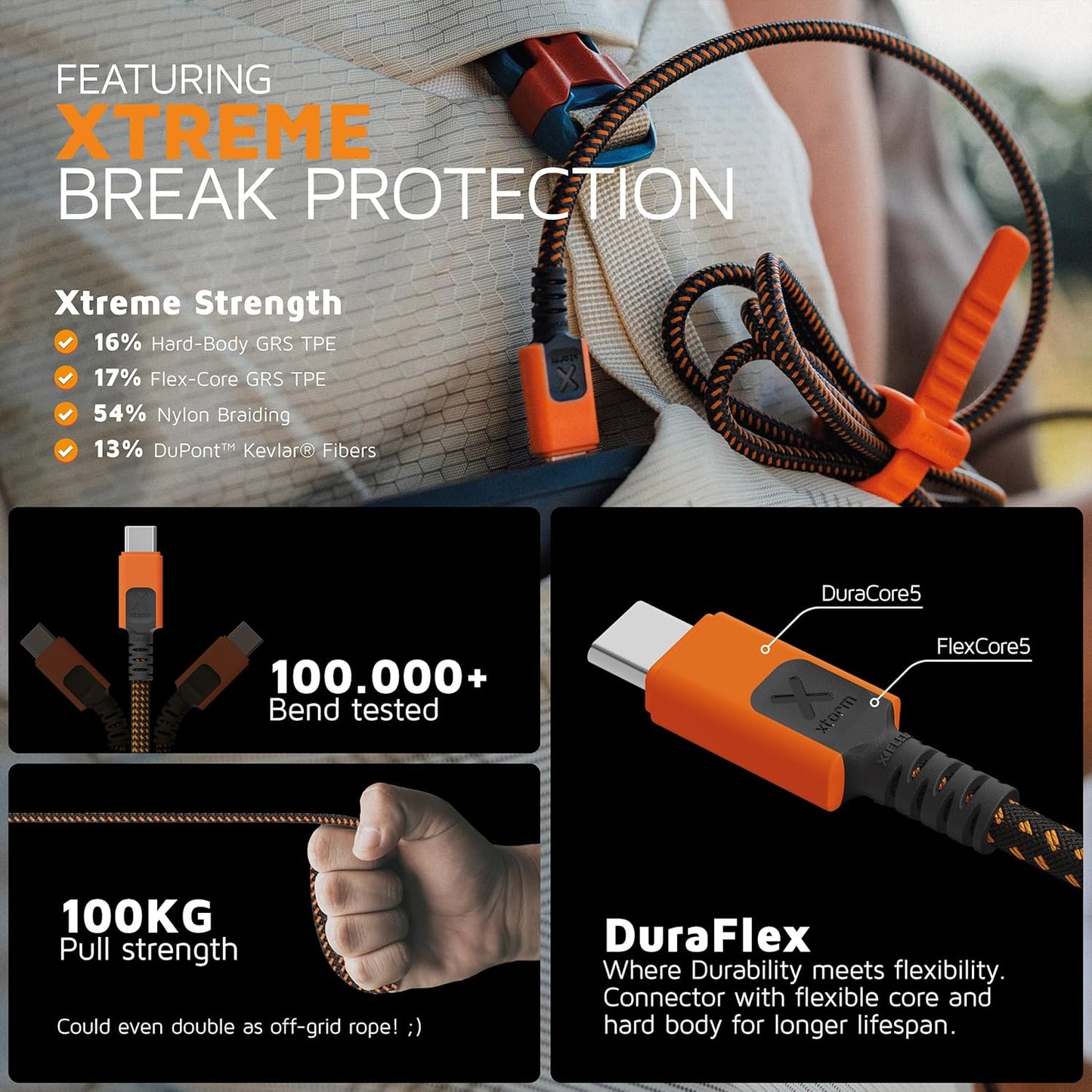 Xtreme Kabel USB-C Ultra 240W 1,5m door Xtorm