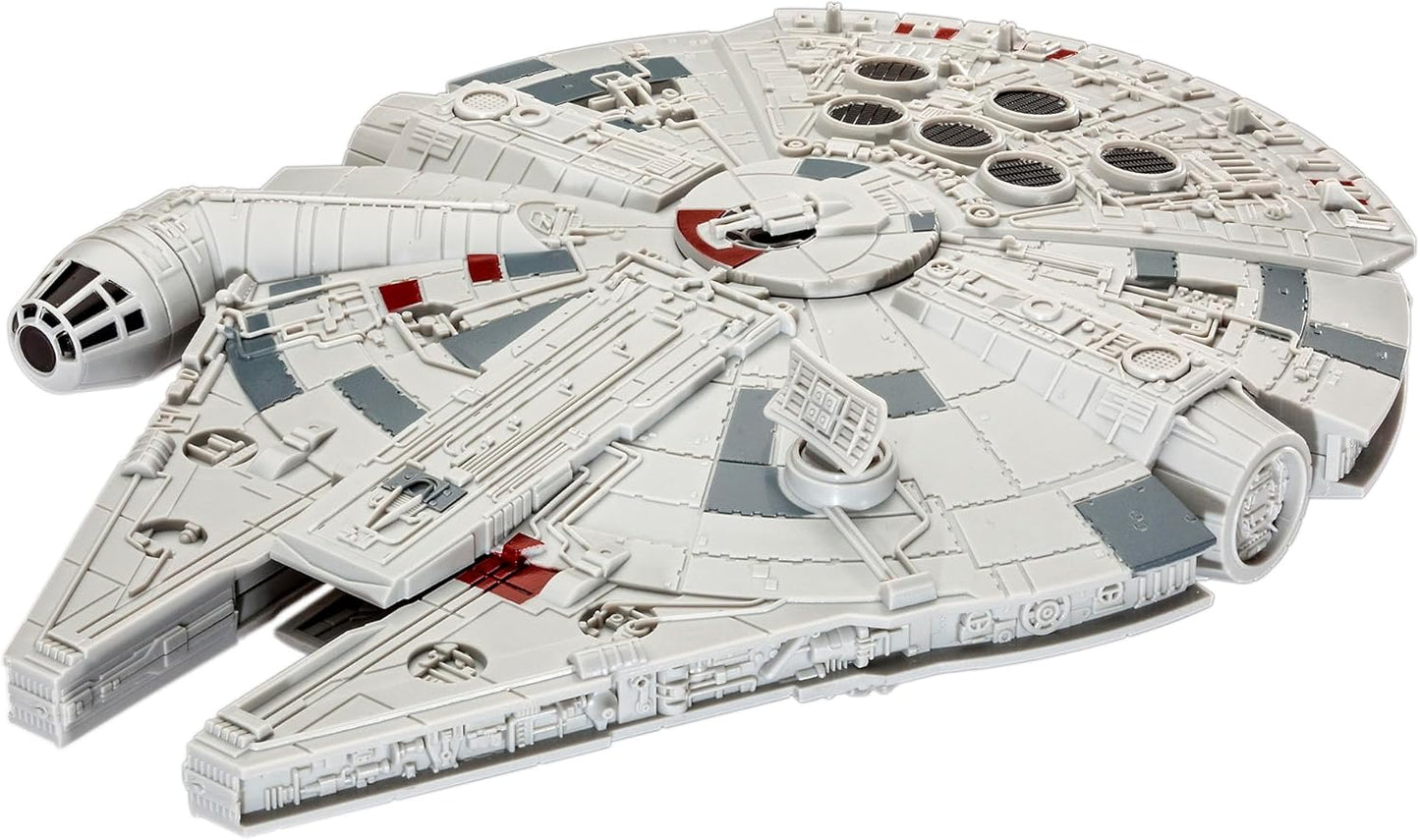 Revell 06566 Build & Play: Star Wars Millennium Falcon - With Authentic Lights & Sounds - 1:164 Scale Unbuilt Pre-coloured Click-Together Toy - 18 Parts - From 6 Years+