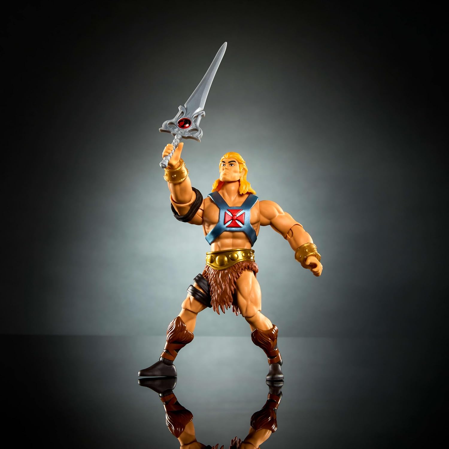 Masters of the Universe Origins & ThunderCats 5.5 Inch Posable Action Figure He-Man, 1980s Crossover Toy, Removable Armor, Sword, Shield & Mini Comic, JFW98
