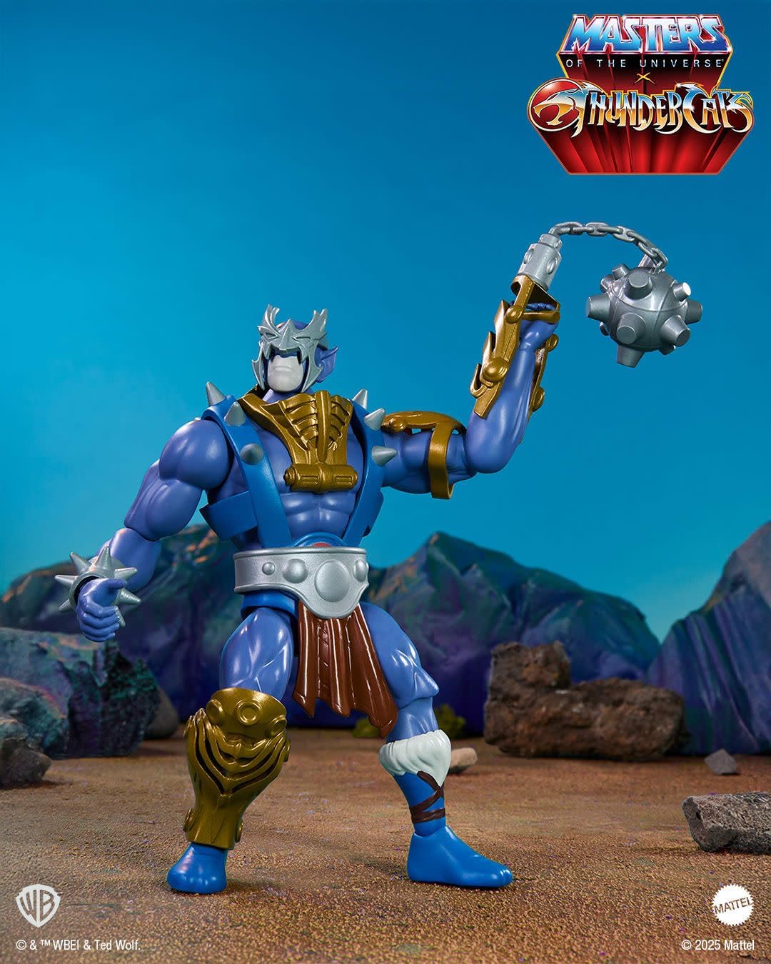 Masters of the Universe Origins & ThunderCats 5.5 Inch Posable Action Figure Panthro, 1980s Crossover Toy, Removable Armor, Mace & Axe & Mini-Comic, JFW97