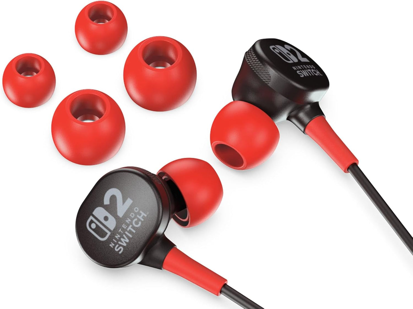 PowerA Wired Earbuds for Nintendo Switch 2 - Black, Officially Licensed, 8 mm Speaker Drivers, in-ear Design, 3 Swappable Tips, includes Drawstring Storage Bag