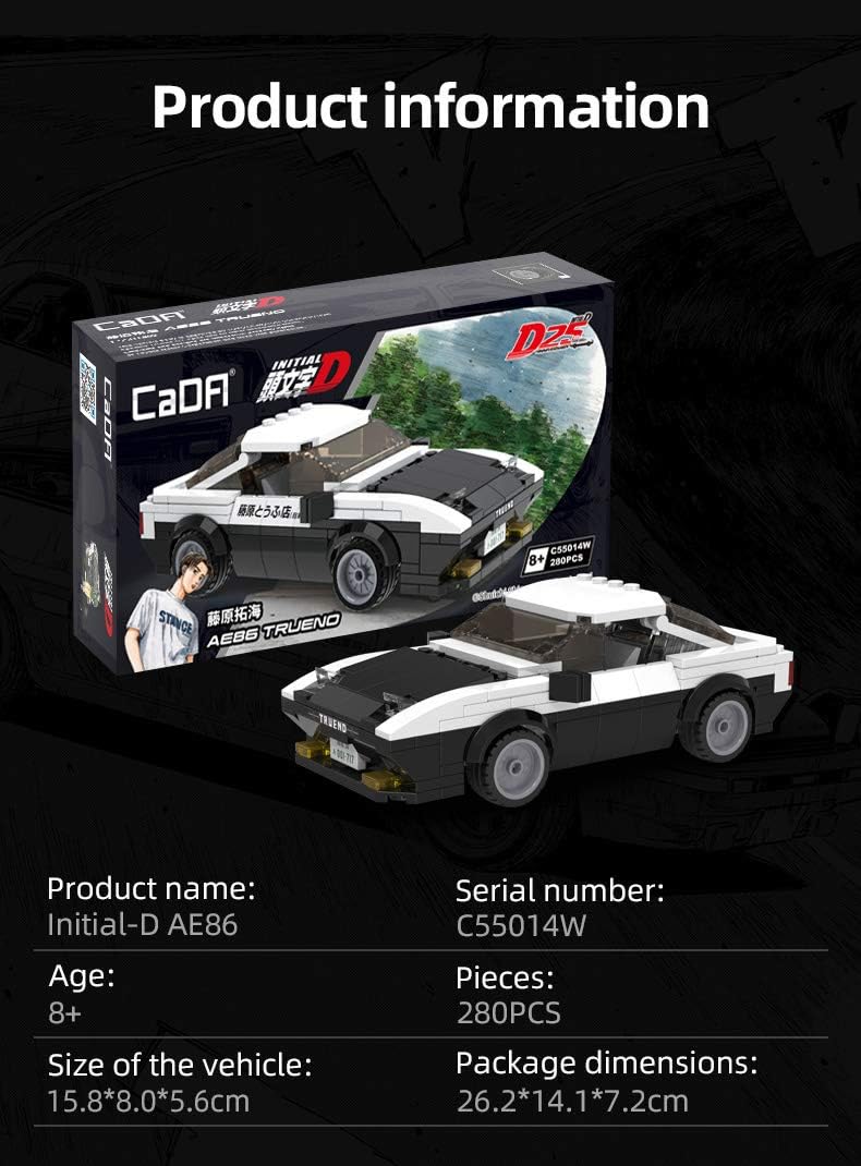 Initial D 1:24 Toyota Trueno Ae86 Car - 280 Pcs