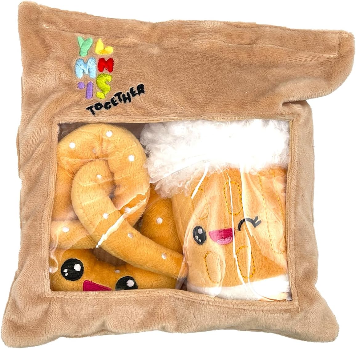 Joy Toy - Yummis Together Brezel und Bier - 2 Plüsch 15 cm in Take Away Plüsch Tasche 21x21 cm