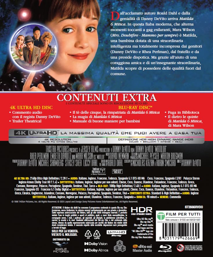 Matilda 6 Mitica - 4K Steelbook (Bd 4K + Bd Hd)