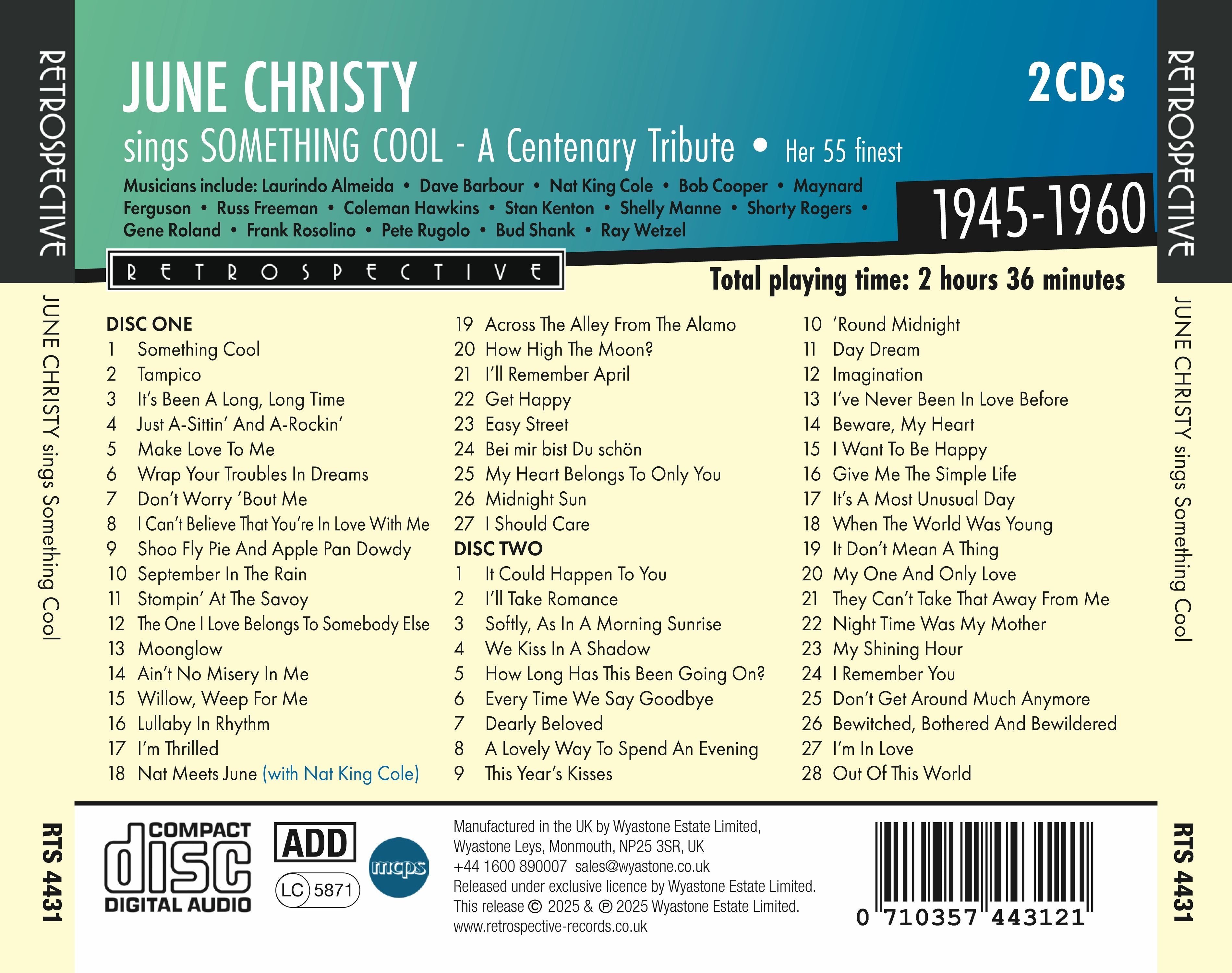 Sings Something Cool: A Centenary Tribute: Her 55 Finest 1945-1960