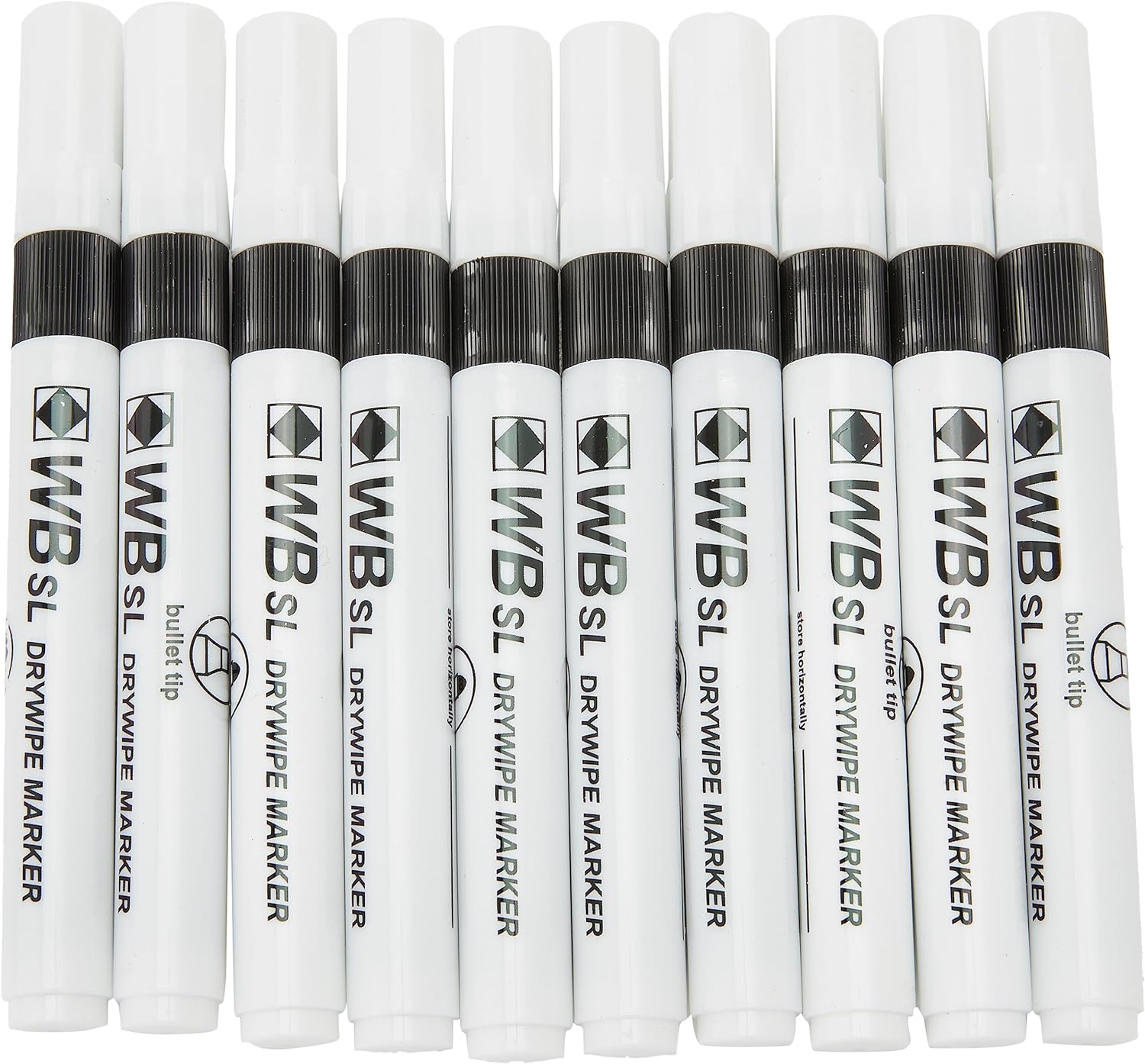 Whiteboard Drywipe Bullet Tip Black Markers x 10 (PC