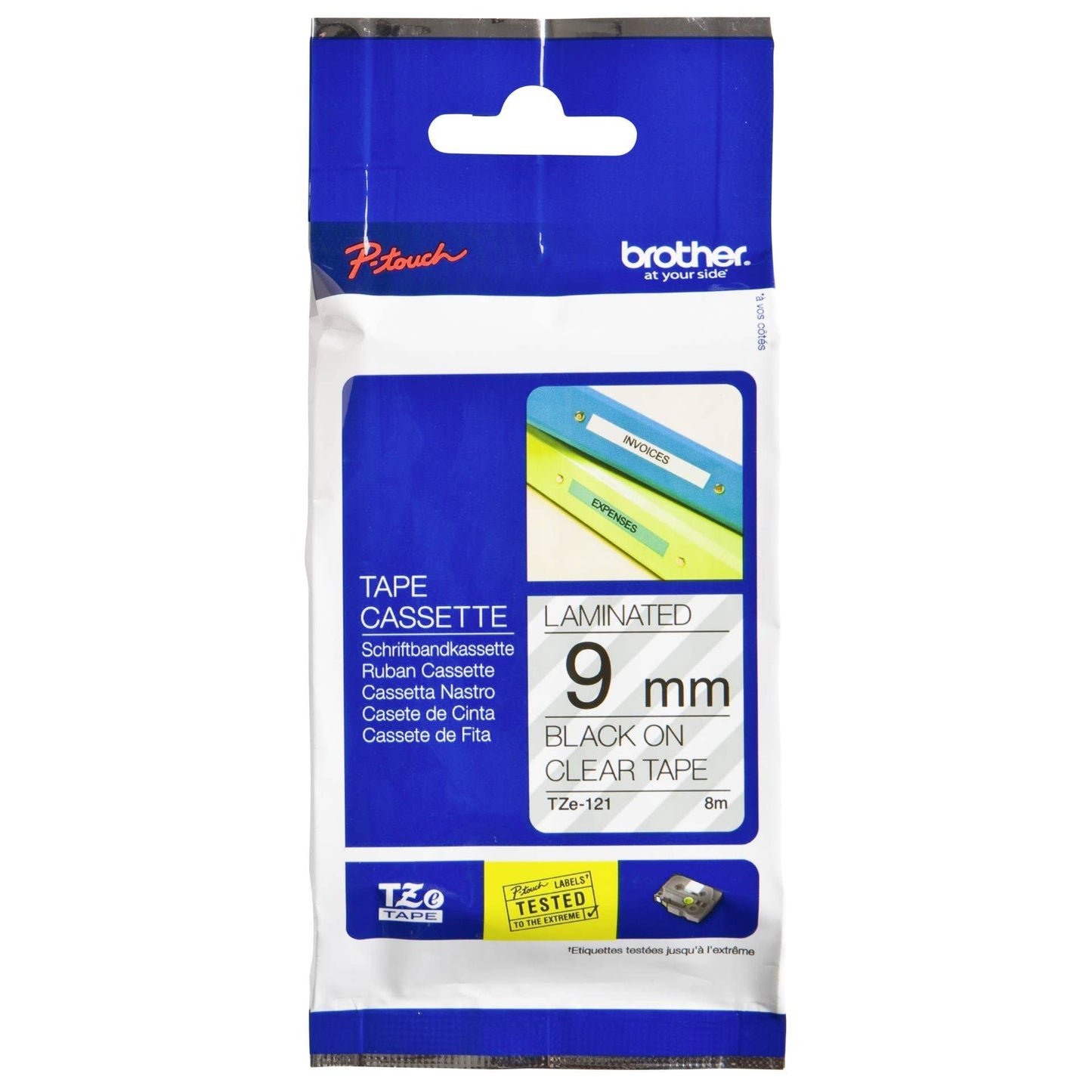 Brother Black on Clear Gloss Laminated Tape, 9mm - Cintas para impresoras de Etiquetas (9mm
