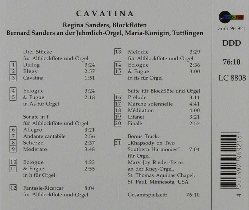 Cavatina/Blockflöte+Orgel