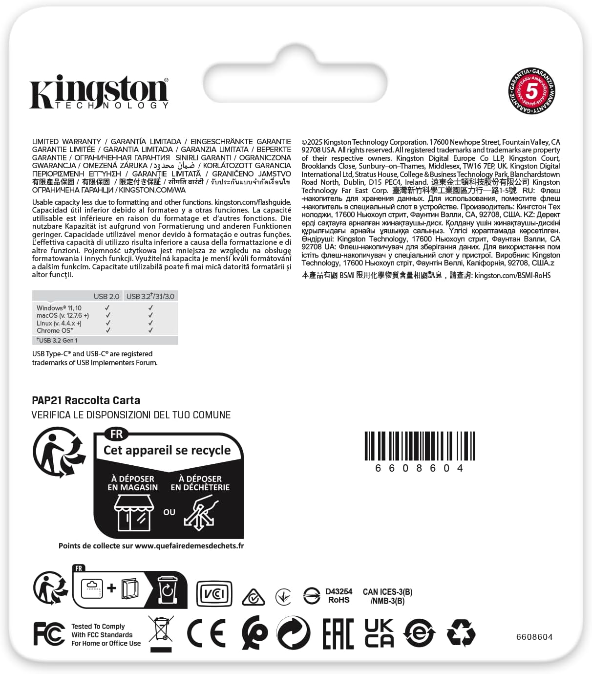 Kingston DataTraveler Duo USB Flash Drive 256GB USB-A + C 3.2 DuoG2 - DTDEG2/