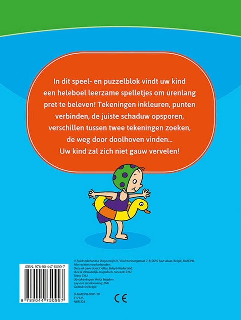 Leerrijk spelletjesblok (4-6 j.): doolhoven - logisch denken - verschillen zoeken - tekenen op nummer en nog veel meer!