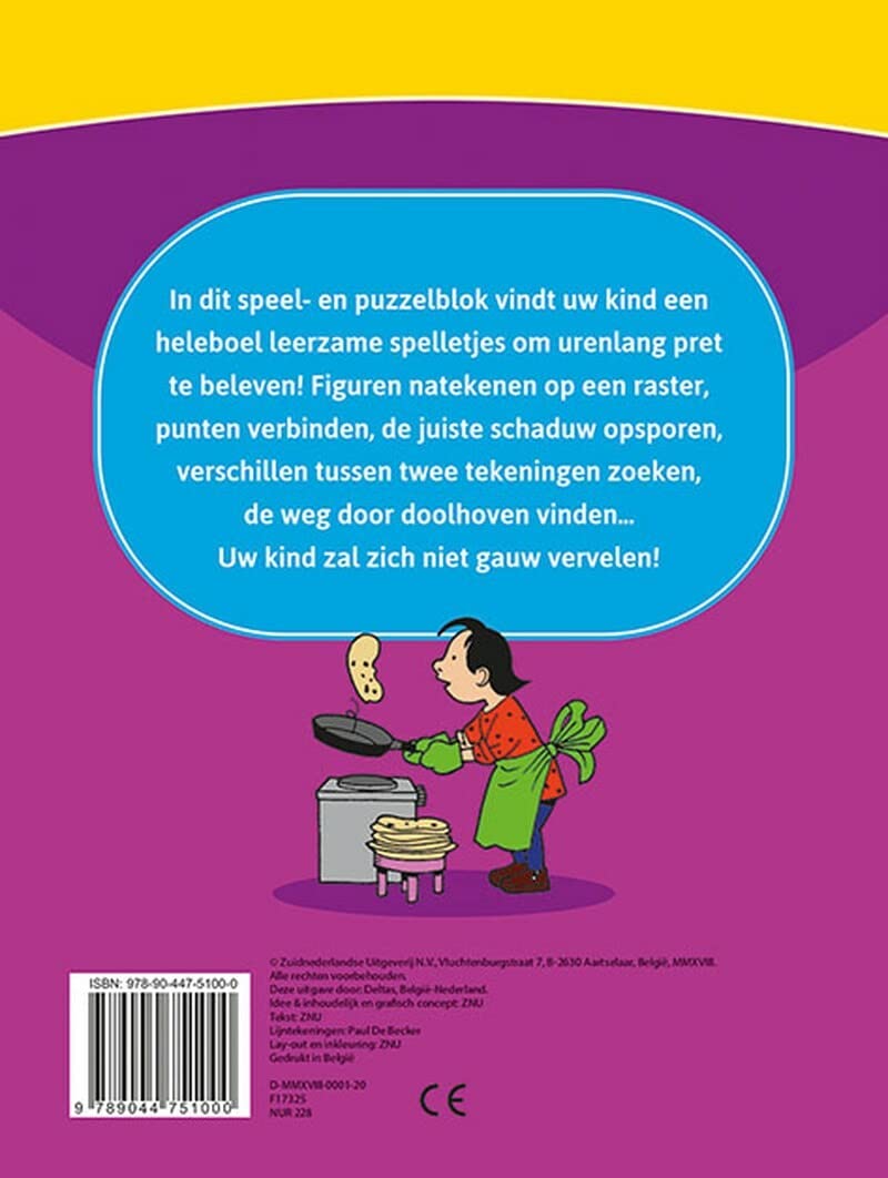Leerrijk spelletjesblok (6-8 j.): doolhoven - logisch denken - verschillen zoeken - tekenen op nummer en nog veel meer!