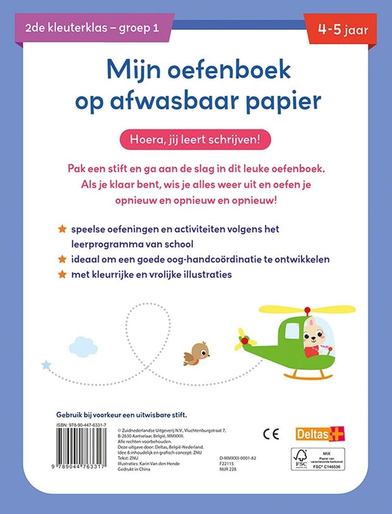 Mijn oefenboek op afwasbaar papier Eerste schrijfspelletjes (4-5 j.): Oefenen, uitwissen en opnieuw beginnen!