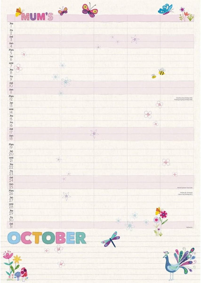 Carousel Worldwide, Mum's Fabric & Buttons 2026 A4 Wall Calendar Planner