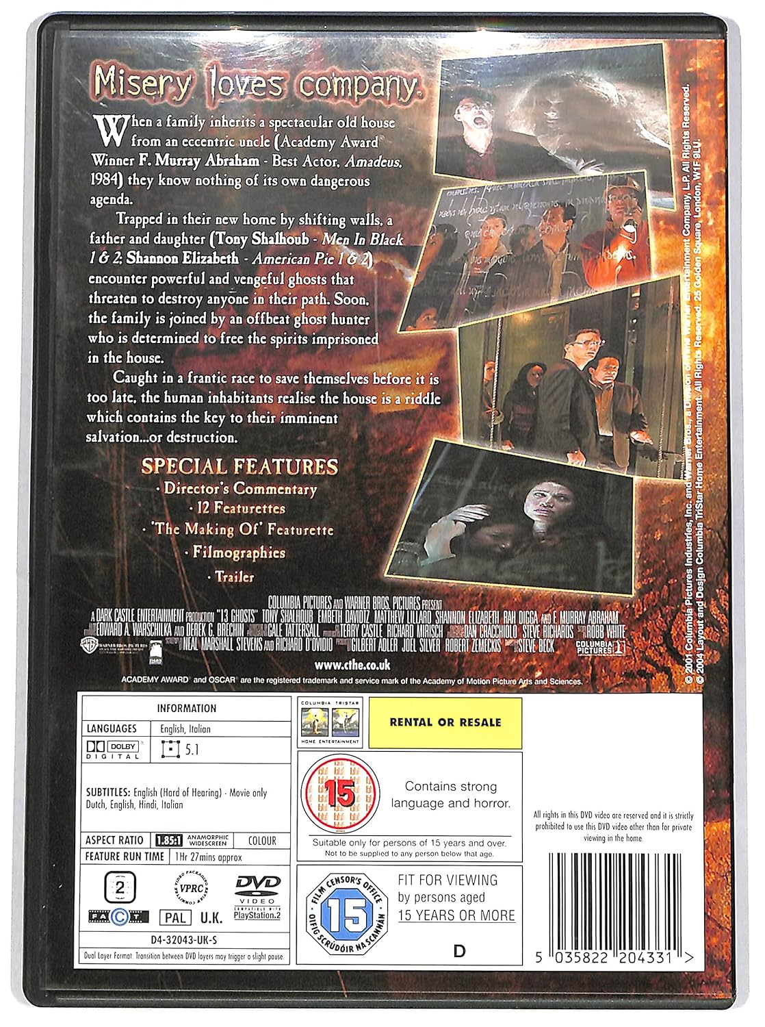 Thirteen Ghosts DVD (2014) Tony Shalhoub, Beck (DIR) cert 15