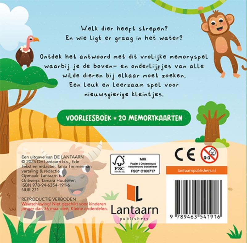 Lantaarn Publishers - Kun Je Mij Vinden? Wilde Dieren Voorleesboek en 20 Memokaarten
