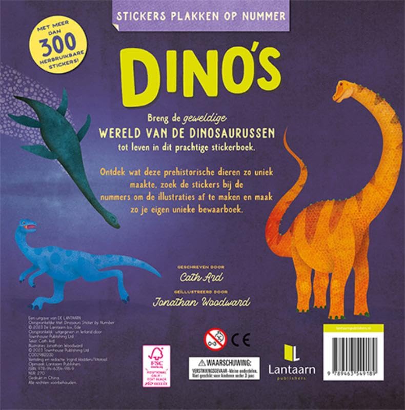 Lantaarn Publishers - Stickers Plakken Op Nummer - Dino\`s