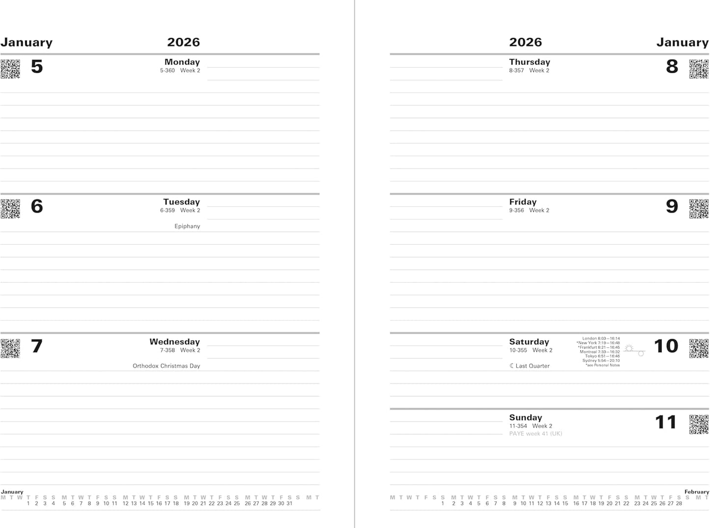 Letts of London Standard A5 week to view 2026 diary - Black 26-T31XBK