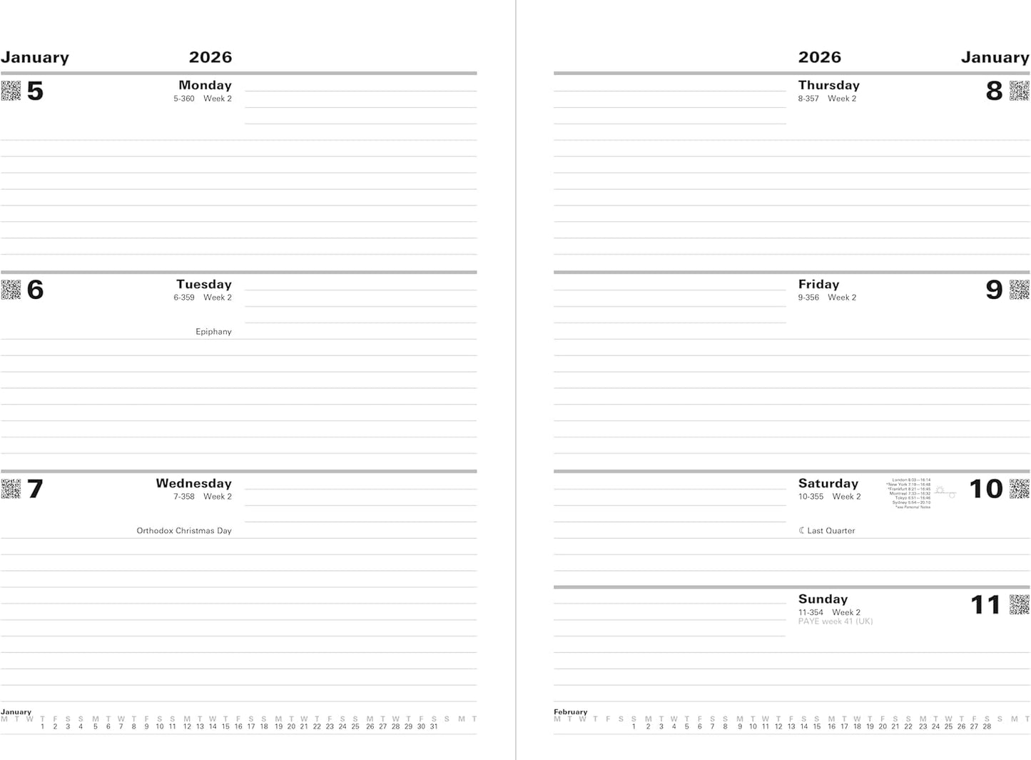Letts of London Standard A4 week to view 2026 diary - Black 26-T31ZBK