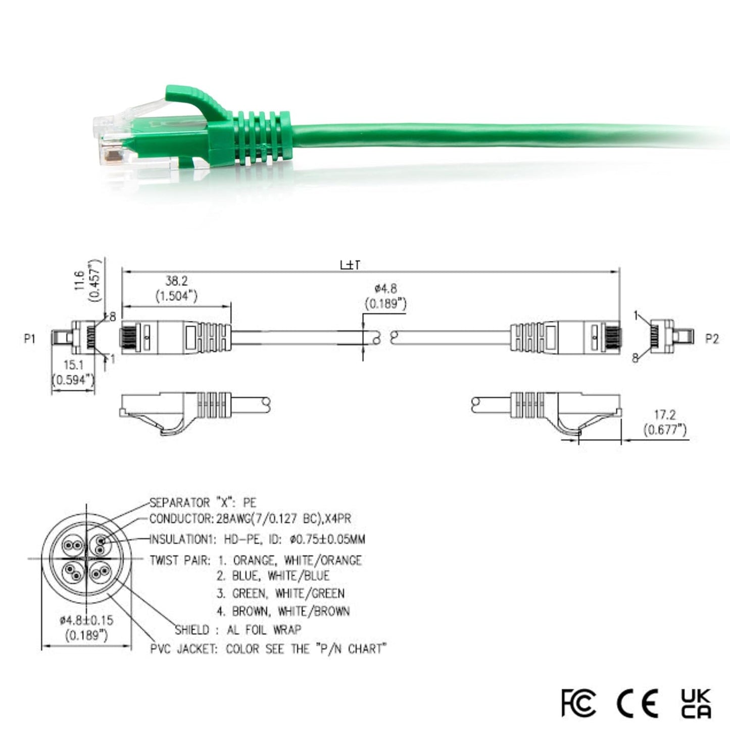 C2G 4.5M (15Foot) CAT6A Extra Flexible Slim Ethernet Cable, Ideal for use with Router, Modem, Internet,Wifi boxes, Xbox, PS5, Smart TV, SKY Q, IP Camera. Delivering Ultra Fast Internet Speeds. GREEN