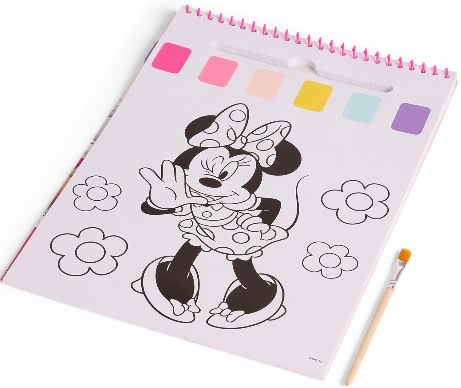 Disney Junior Minnie Mouse - Waterverf Kleurboek met Penseel - 24 Magische Platen - Klaar voor Gebruik met Water - Creatief Speelgoed vanaf 3 Jaar (MM24355