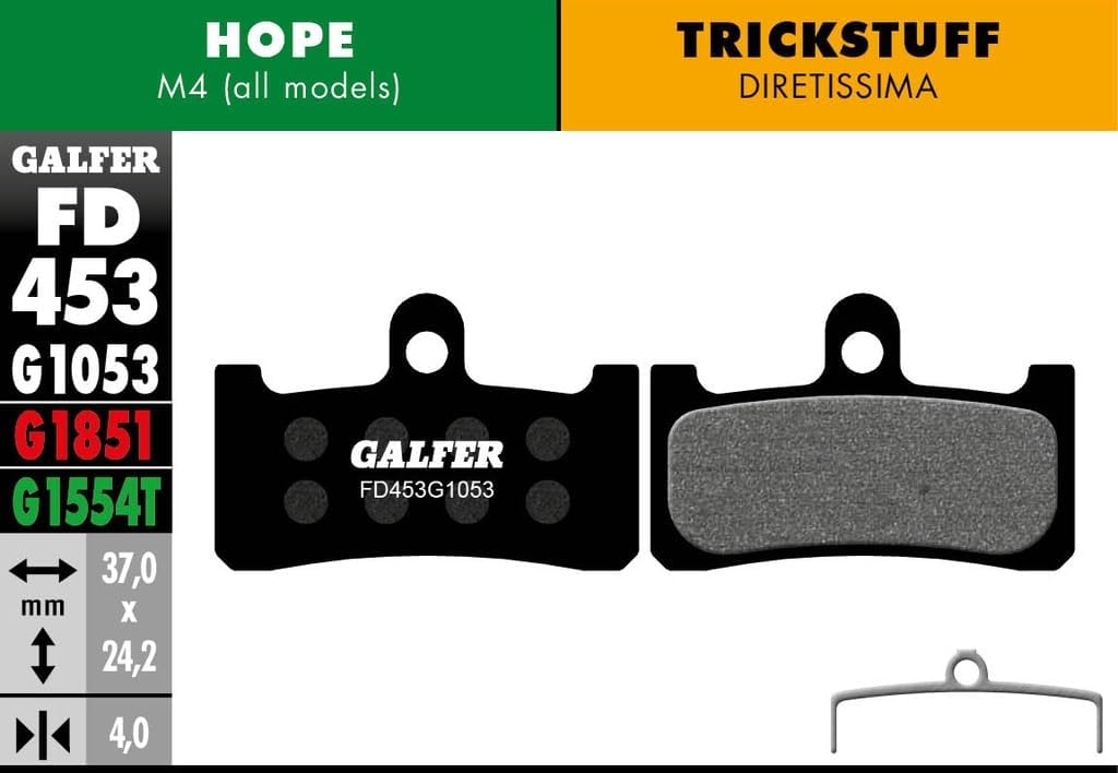 GALFER Hope M4 Black STD Bicycle Brake Pads G1053 Adult Unisex, One Size