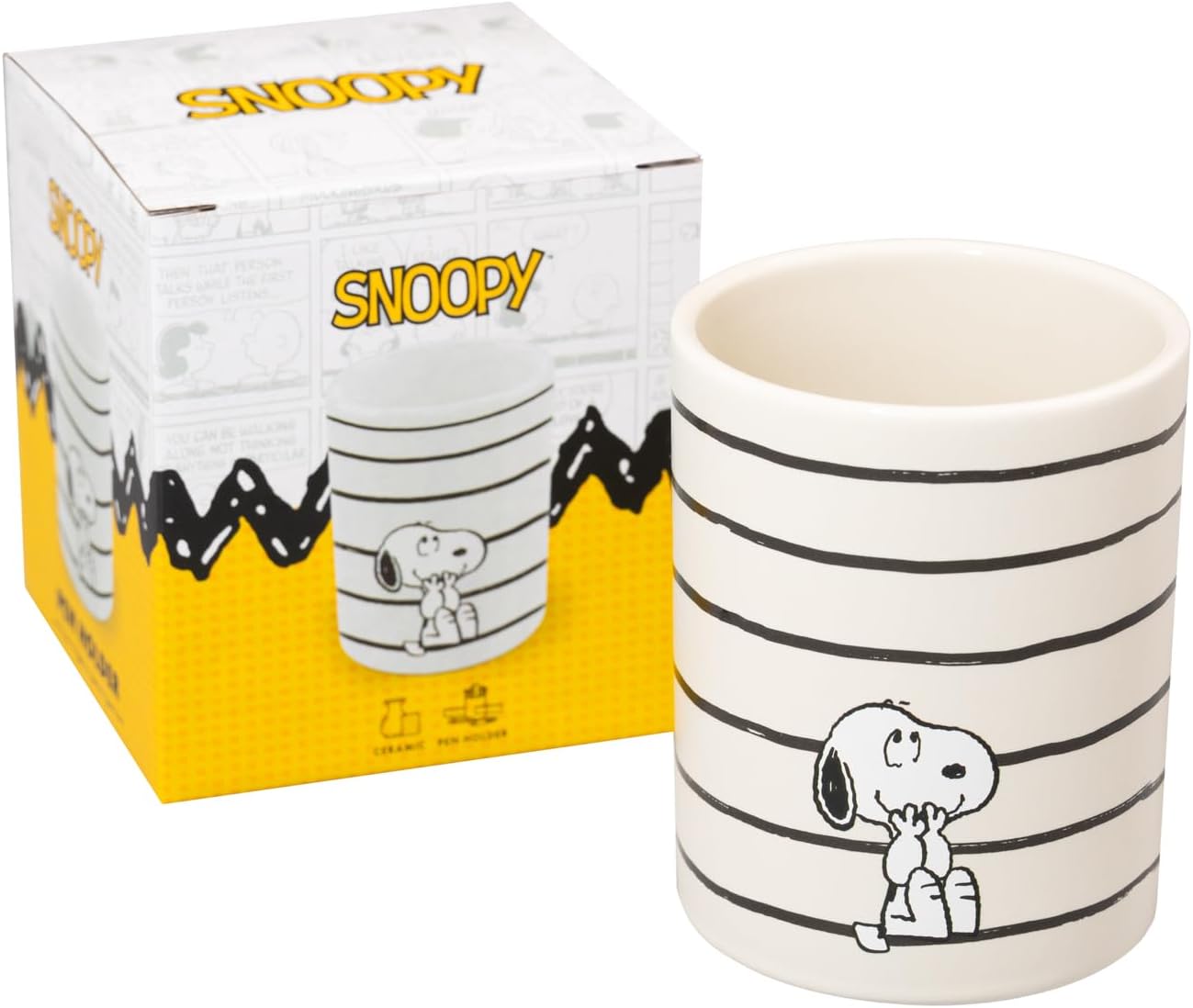Grupo Erik: Portapenne Crema Snoopy | Porta Penne Snoopy in ceramica 10,5 x 8,5 cm, Portapenne da scrivania Snoopy, Portapenne bambina, Snoopy Peanuts Gadget, Snoopy gadget ufficio